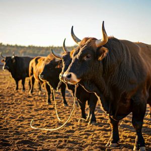 Bulls on rope in Terceira Azores