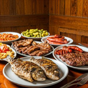 Grilled fish and other local food in Angra do Heroismo