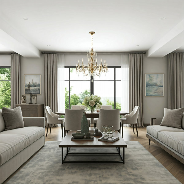 Image of a professionally set out room and its picture taken by a professional.