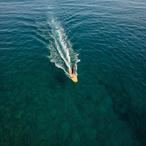 Surfing in the middle of the Atlantic Azores. 