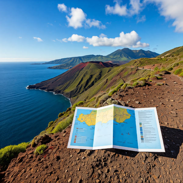 Image of a map on the island of Terceira that tourists can use to navigate